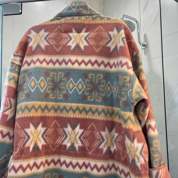 VTG G4000 Pink Tribal Aztec Print Fleece Zip Up Hoodie Size Large - Picture 7 of 8